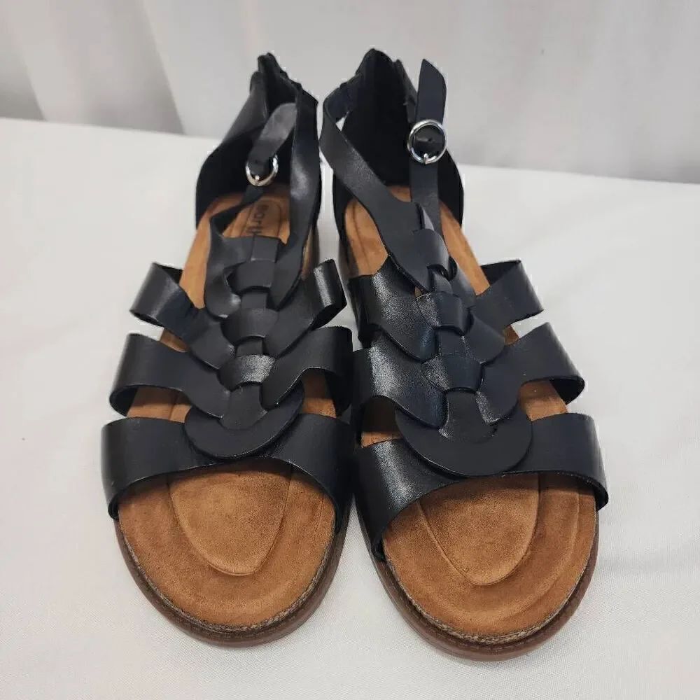 Earth Women's Size 11 Dale Flat Sandal Black Leather P